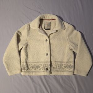VTG Tsunami Collection Cream Sherpa Fleece Jacket Southwestern Design, Sz. M